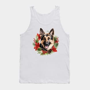 Christmas German Shepherd Dog Wreath Tank Top